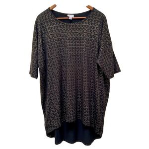 LuLaRoe Irma Black Gold Triangles Print Tunic Top Shirt Size Lage‎